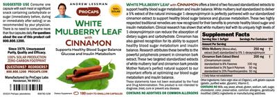 Photo of the ProCaps White Mulberry Leaf with Cinnamon label