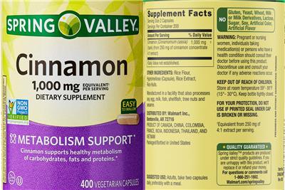 Product label for Cinnamon 1,000 mg
