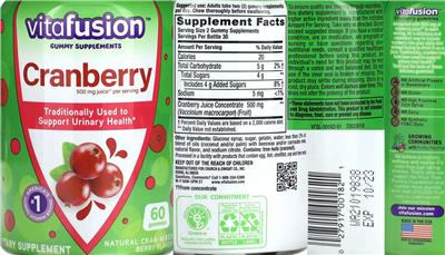 Photo of the vitafusion Cranberry Natural Cran-Mixed Berry Flavor label