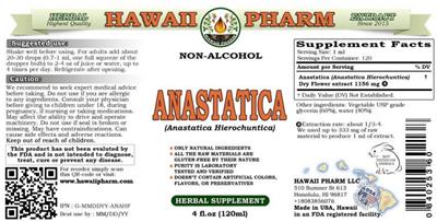 Photo of the Hawaii Pharm Anastatica Non-Alcohol label