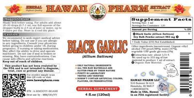 Photo of the Hawaii Pharm Black Garlic label