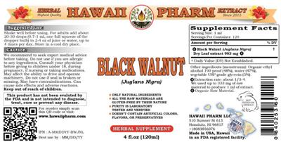 Photo of the Hawaii Pharm Black Walnut label