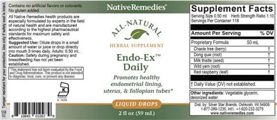 Photo of the Native Remedies Endo Ex Daily label