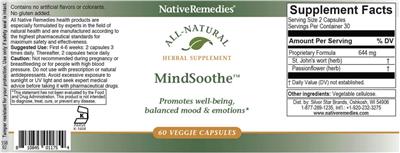 Product label for MindSoothe