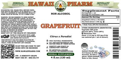 Photo of the Hawaii Pharm Grapefruit Non-Alcohol label