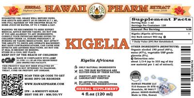 Photo of the Hawaii Pharm Kigelia label