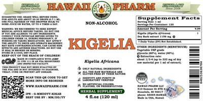 Photo of the Hawaii Pharm Kigelia Non-Alcohol label