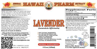 Photo of the Hawaii Pharm Lavender label