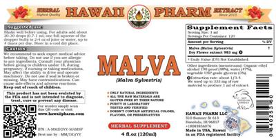 Photo of the Hawaii Pharm Malva label