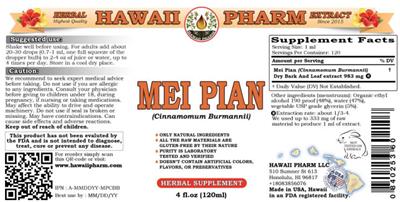 Photo of the Hawaii Pharm Mei Pan label