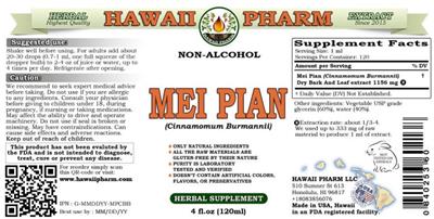 Photo of the Hawaii Pharm Mei Pan Non-Alcohol label