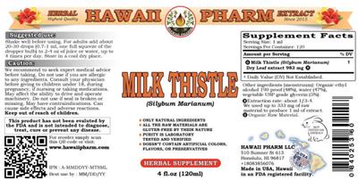 Photo of the Hawaii Pharm Milk Thistle label