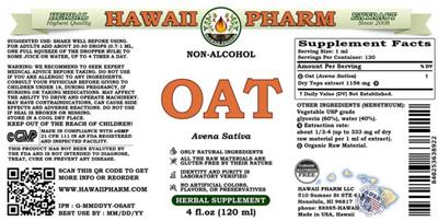 Photo of the Hawaii Pharm Oat Non-Alcohol label