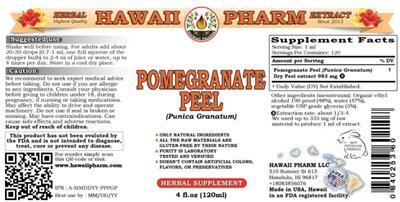 Product label for Pomegranate Peel