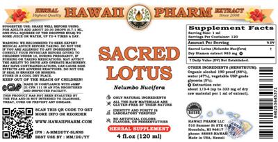 Photo of the Hawaii Pharm Sacred Lotus label