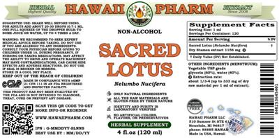 Photo of the Hawaii Pharm Sacred Lotus Non-Alcohol label