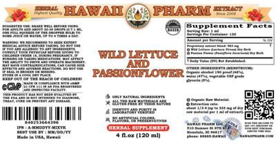 Photo of the Hawaii Pharm Wild Lettuce and Passionflower label
