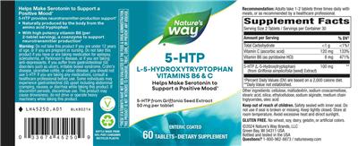 Photo of the Nature's Way 5-HTP label