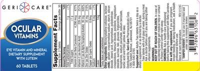 Photo of the Geri-Care Ocular Vitamins label
