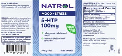 Photo of the Natrol 5-HTP 100 mg label
