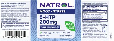 Photo of the Natrol 5-HTP 200 mg Time Release label