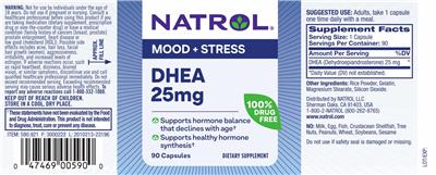Photo of the Natrol DHEA 25 mg label