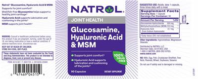 Photo of the Natrol Glucosamine, Hyaluronic Acid & MSM label
