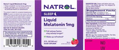 Photo of the Natrol Liquid Melatonin 1 mg Berry label