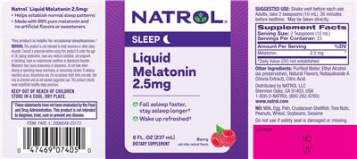 Photo of the Natrol Liquid Melatonin 2.5 mg Berry label