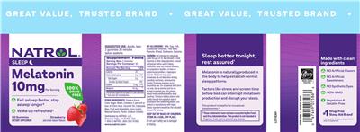 Photo of the Natrol Melatonin 10 mg Strawberry label