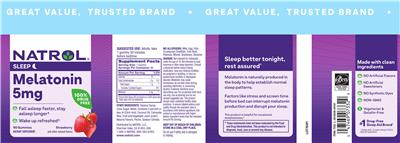 Photo of the Natrol Melatonin 5 mg Strawberry label
