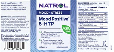 Photo of the Natrol Mood Positive 5-HTP label