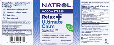 Photo of the Natrol Relax+ Ultimate Calm label