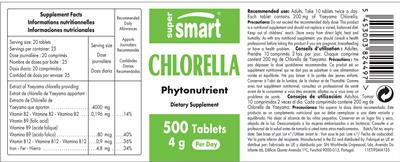 Photo of the SuperSmart Chlorella 4 g label