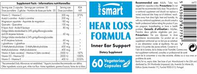 Photo of the SuperSmart Hear Loss Formula label