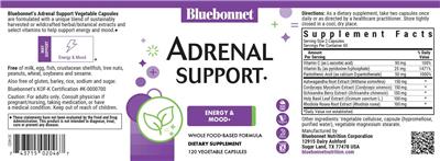 Photo of the Bluebonnet Adrenal Support label