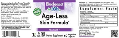 Photo of the Bluebonnet Age-Less Skin Formula label