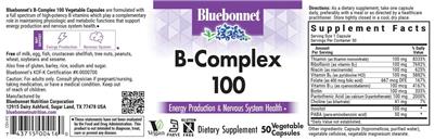 Photo of the Bluebonnet B-Complex 100 label