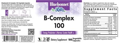 Photo of the Bluebonnet B-Complex 100 label