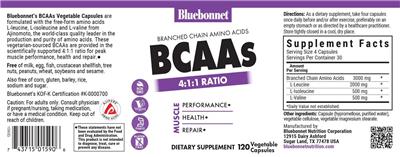 Photo of the Bluebonnet BCAAs 4:1:1 Ratio label
