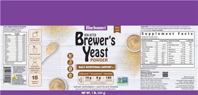 Photo of the Bluebonnet Brewer's Yeast Powder Unflavored label