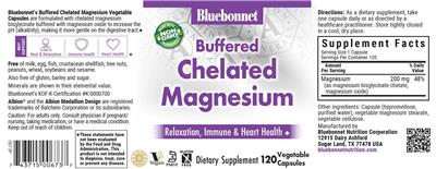 Photo of the Bluebonnet Buffered Chelated Magnesium label