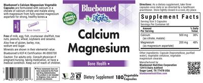 Photo of the Bluebonnet Calcium Magnesium label