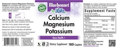 Photo of the Bluebonnet Calcium Magnesium Potassium label