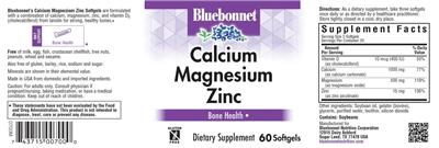 Photo of the Bluebonnet Calcium Magnesium Zinc label