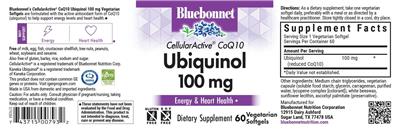 Photo of the Bluebonnet CellularActive CoQ10 Ubiquinol 100 mg label