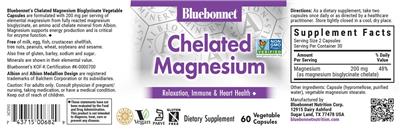 Photo of the Bluebonnet Chelated Magnesium label