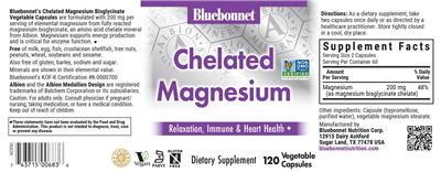 Photo of the Bluebonnet Chelated Magnesium label