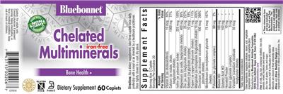 Photo of the Bluebonnet Chelated Multiminerals Iron-Free label