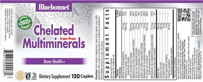 Photo of the Bluebonnet Chelated Multiminerals Iron-Free label